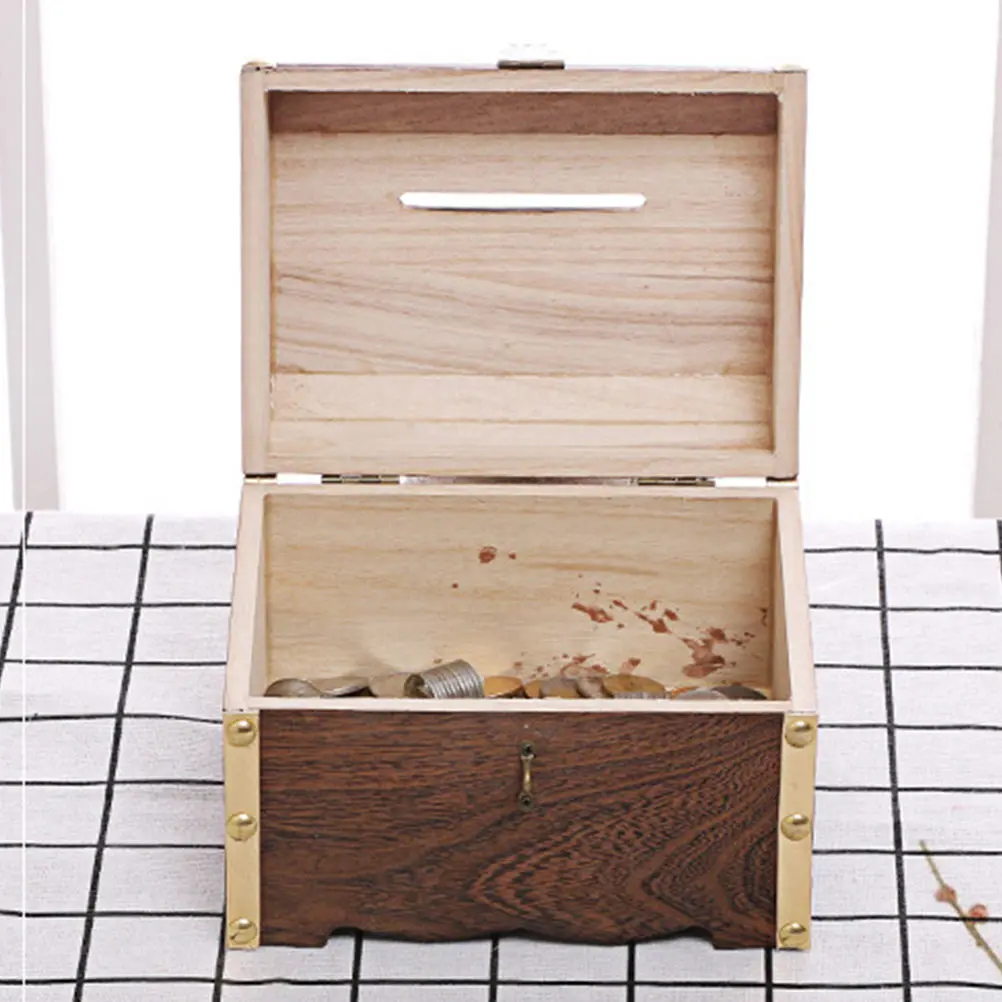 

Antique Wooden Coin Container High Quality Material No Odor Smooth Finish Reliable Construction Interior Decor