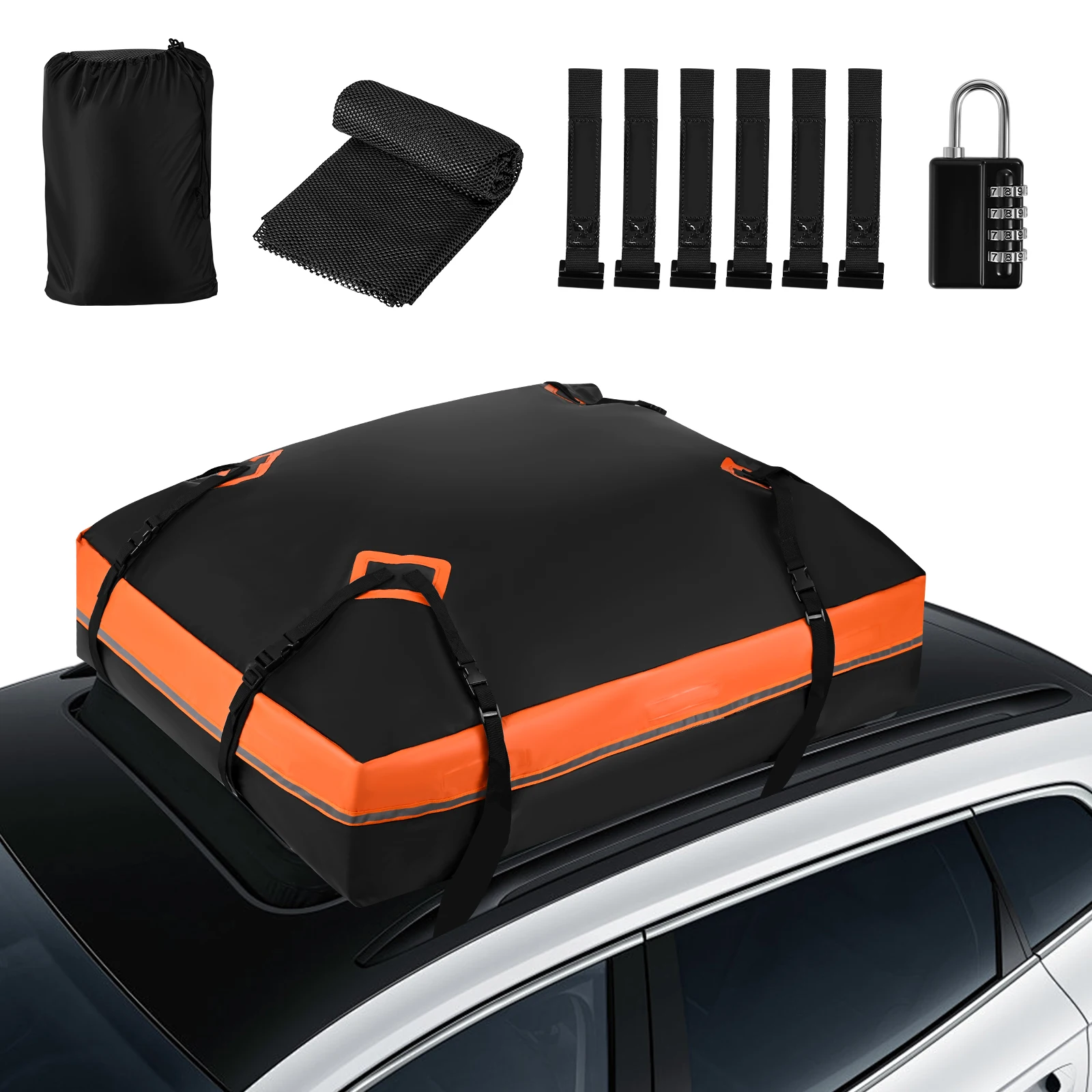 

15 Cubic Cargo Bag Car Roof Cargo Carrier 840D 3-Layer Waterproof PVC Universal Luggage Storage Cube Bag For Travel Camping Car