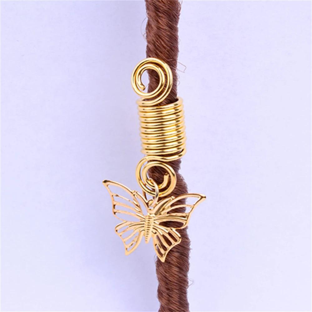 5Pcs/Lot Hollow Butterfly Charm Spring Clips Women Spiral Hairpin Dreadlock Golden Color Hair Claws Braids Accessories Jewelry