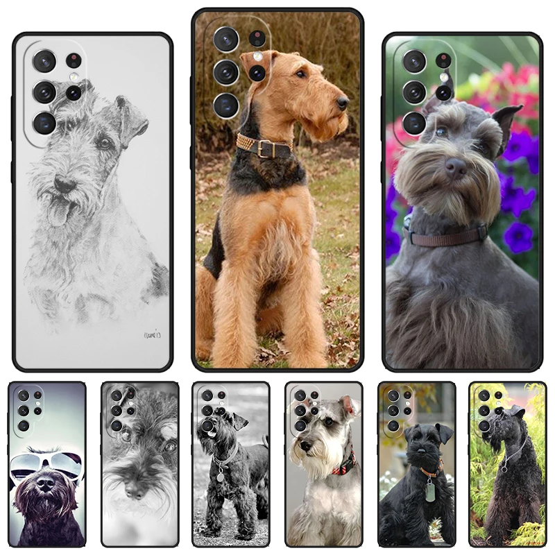 cute Airedale Terrier dog phone case For Samsung Galaxy S24 S23 S22 Ultra Note 10 20 Plus S8 S9 S10 S20 S21 FE Cover