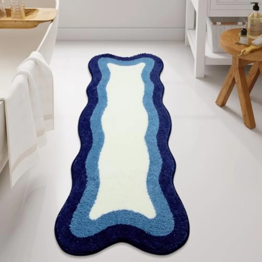

Luxury Soft Long Bathroom Rugs Irregular Shape Non-Slip Boho Bath Rug Microfiber Absorbent Washable Rugs for Bathroom Bedside S