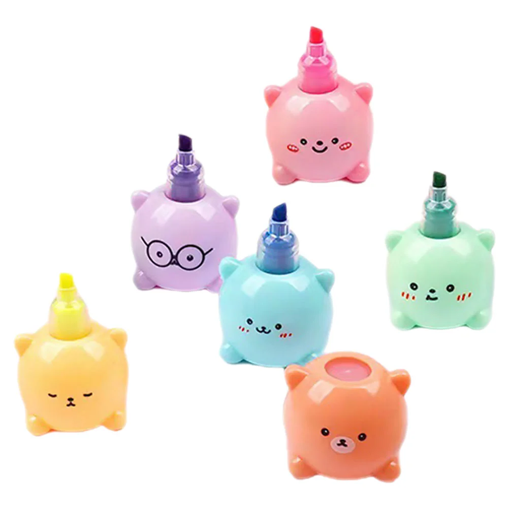 Bear Highlighter School Marking Pen Bookmarks Multi-function Pens Highlighters Student Blocks Account Child