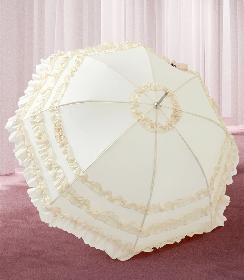 Black Coating Party Wedding Marry Umbrella for Lady Cos Lace Princess Lace Thicked Anti UV Umbrellas Sunny and Rainy