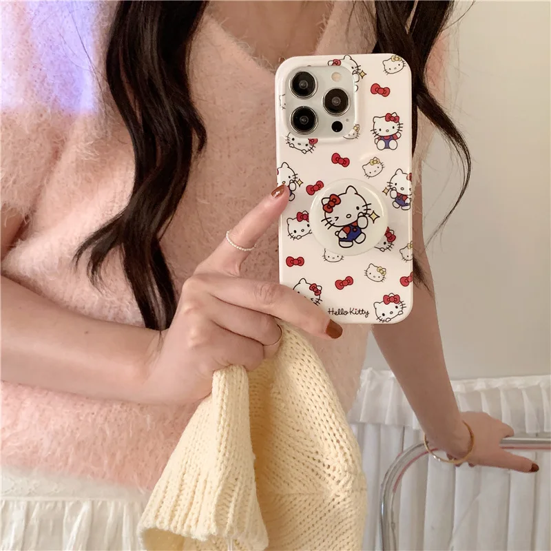 Kawaii Sanrio Cell Phone Case Hello Kittys Accessories Cute Cartoon Anime Iphone1514Promax121311 Anti-Fall Toys for Girls Gift