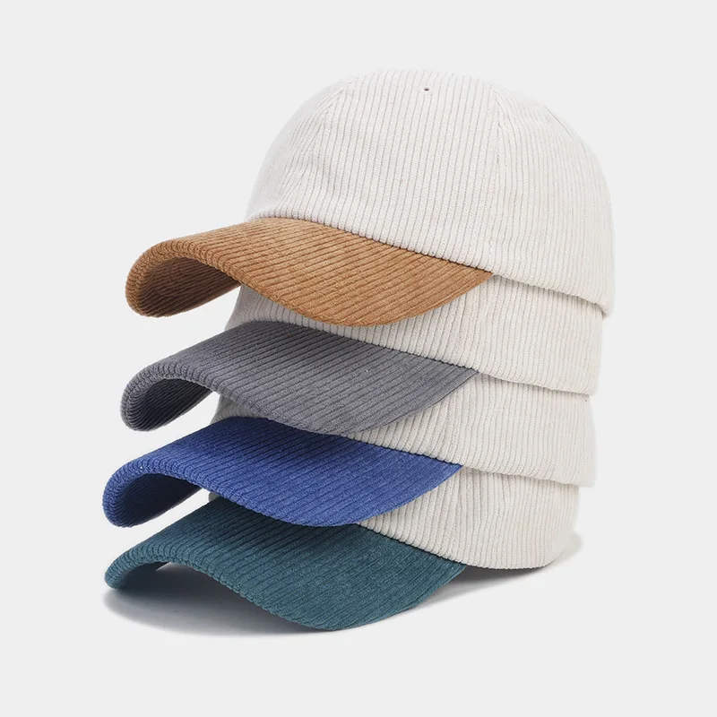 Vintage Corduroy Baseball Cap For Women Men Custom Embroidery Logo Adjustable Outdoor Hip Hop Sport Hats