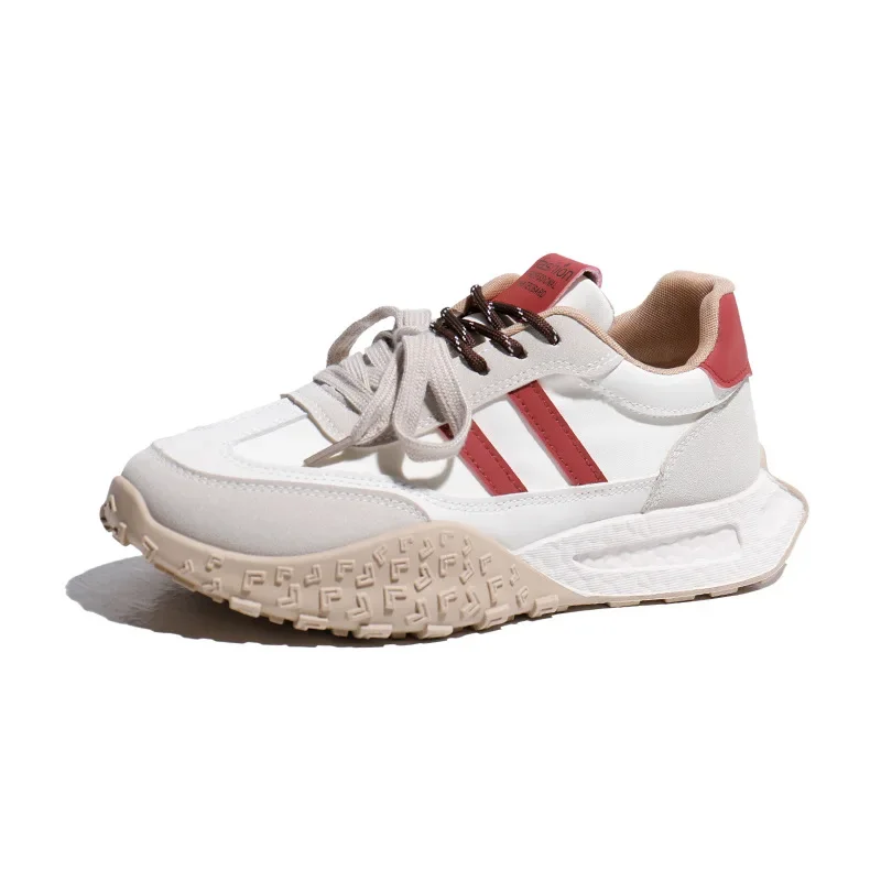 أحذية نسائية بنعل سميك، أحذية رياضية صيفية كاجوال من الجلد المرقعة، أحذية مفلكنة كاجوال للنساء