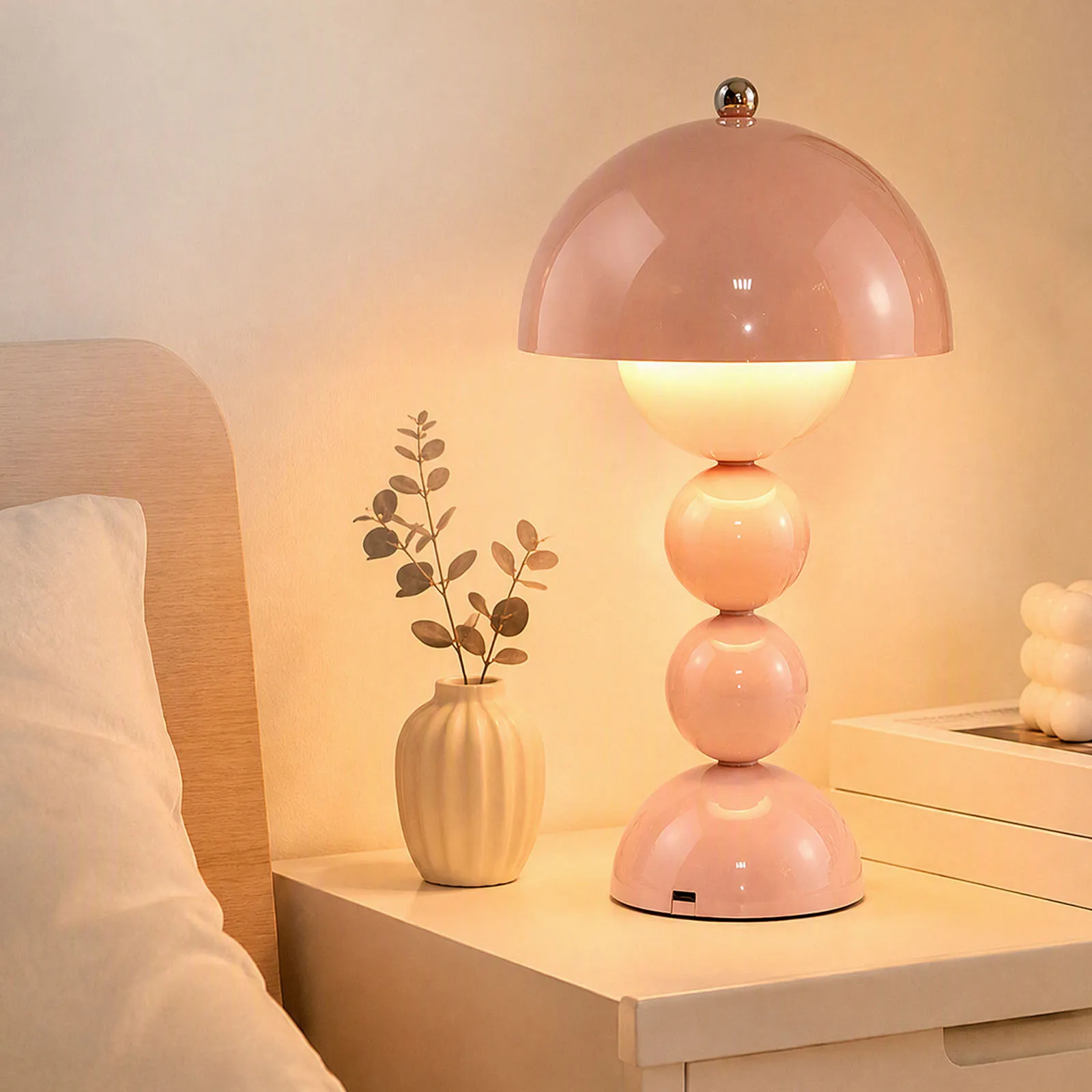 Vintage Mushroom Table Lamp USB LED 3 Color Temperature Warm Neutral White Bedroom Desk Night Light Decor view 3