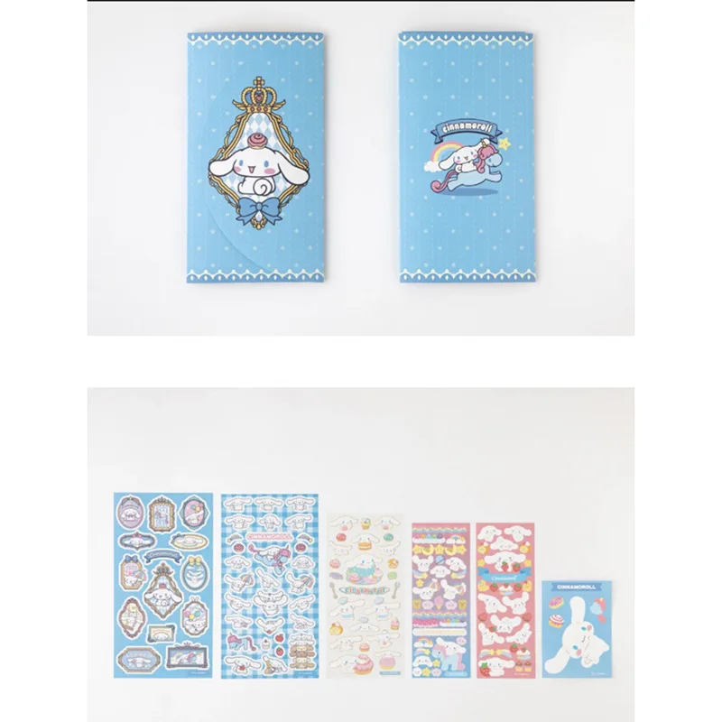 Sanrio My Melody Kuromi Kawaii Hello Kitty Cartoon Cinnamoroll Set with Clip Manual Sticker Anime Toys Kids Birthday Gifts