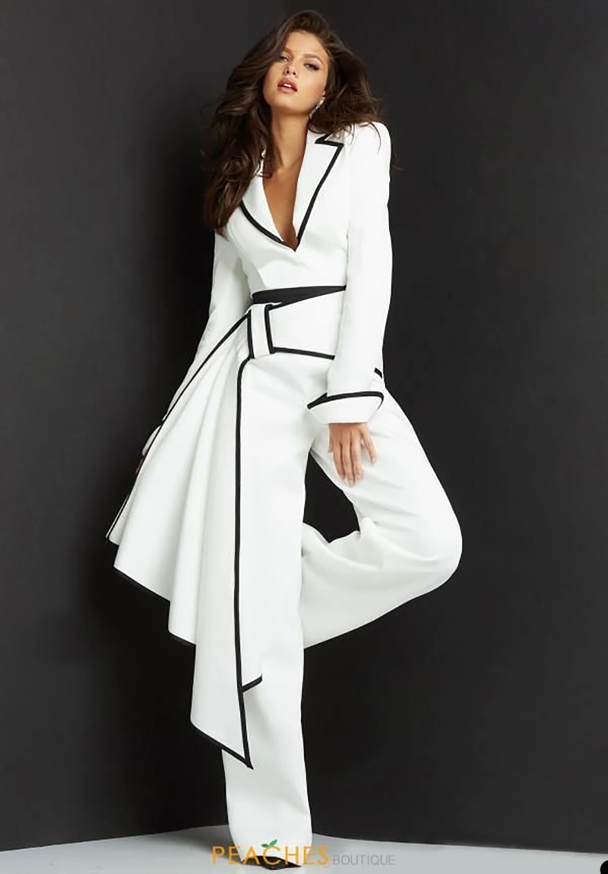 Red Carpet Fashion Women Pants Suits Jumpsuits Color Matching White Black Wedding Suit Prom Evening Party Wear