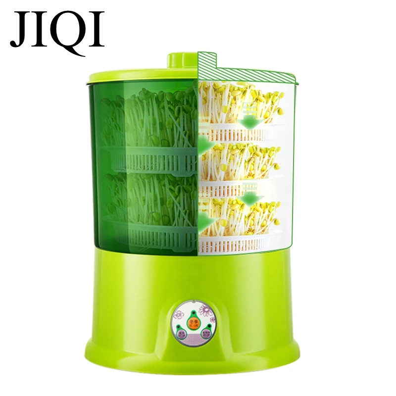 JIQI 2/3 Layers Electric Bean Sprouts Maker Thermostat Green Seed Vegetable Growing Germinator Automatic Seedling Growth Bucket