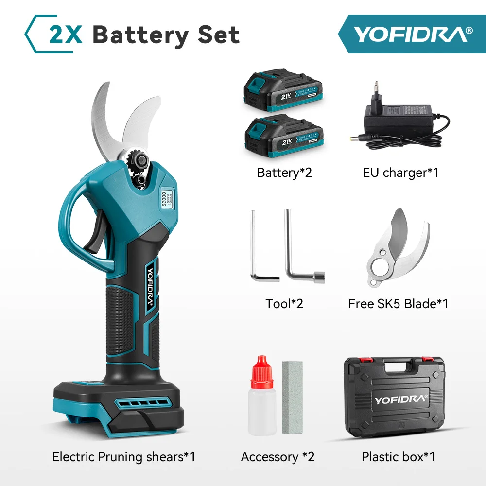 YOFIDRA 30 mm borstelloze elektrische snoeischaar 2 versnellingen draadloze boom snoeien elektrische knipschaar voor Makita 21V batterijpin