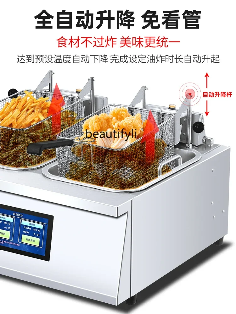 Electric Fryer Commercial Timing Automatic Lifting Deep Fryer Deep-Fried Pot Desktop Fried Chicken Fries Deep Frying Pan