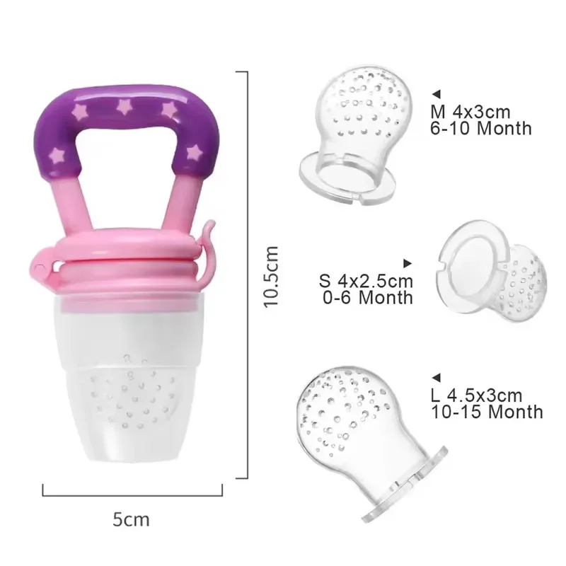 Baby Food Feeder Fruit Feeder Pacifier Infant Teething Toy Teether for Fresh Frozen Fruit - Silicone Nipple Includes All Sizes image 3