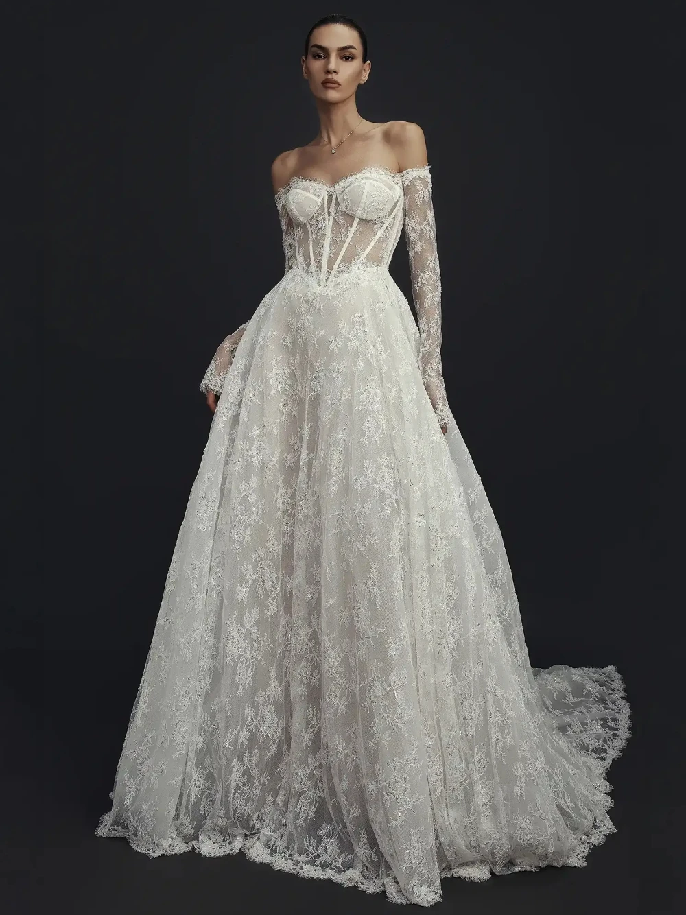 

Элегантное свадебное платье с пайетками и кружевом, новинка, А-силуэт, индивидуальный пошив, сказочное, с вырезом «сердечко» и низкой спинкой, для невесты