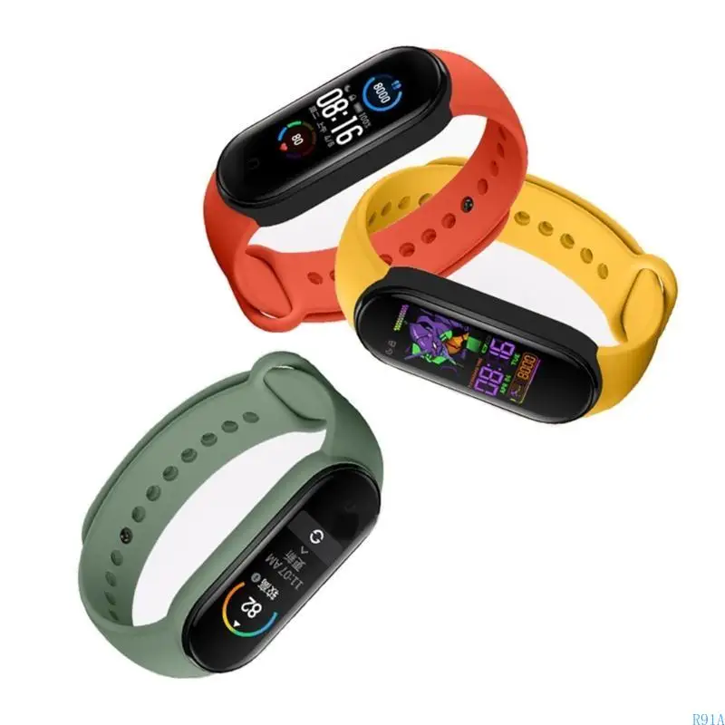 R91A Watch 실리콘 스트랩 드롭 방지 땀 방지 Wristba의 경우 Mi Band 6 5에 적합합니다.