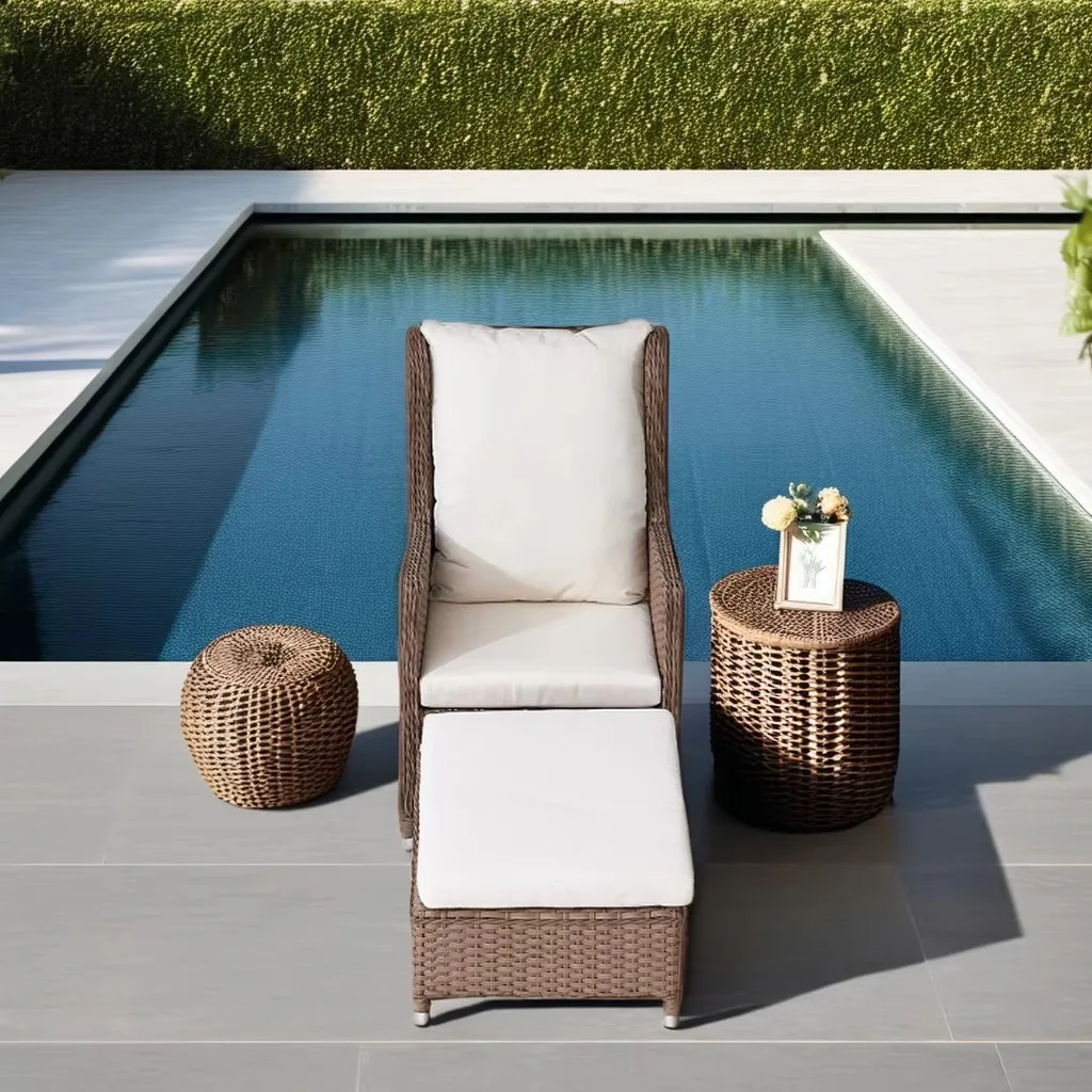 Outdoor Patio Hotel Beach Furniture Rattan  Sofa Pool Chaise r Chair for Courtyard Living Room Villa Use