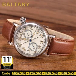 Baltany 41mm Polit Watch Man S6047 5ATM Complete Calendar SapphireCrystal Vintage Homage A-7 1935 Avigation 9122 Automatic Watch