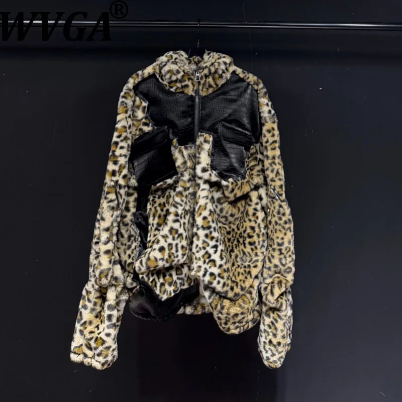 

WVGA Autumn Winter New Man Tide Heavy Printed Trendy Patchwork Hooied Long Sleeve Jackets Niche Chic Casual Coats Ins Y2K W13848