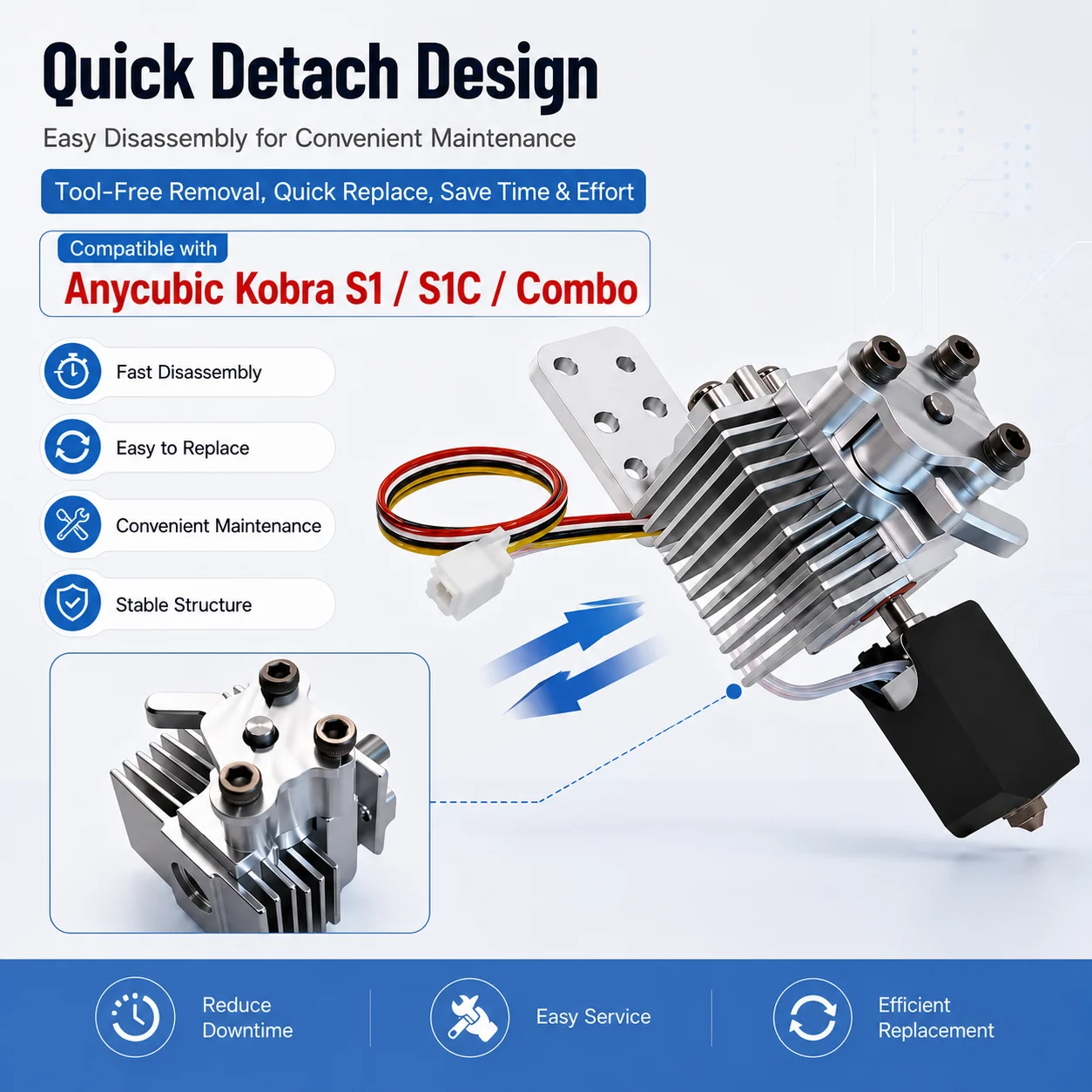 Upgrade Quick Detach Hotend Radiator Assembly Kit Fast Disassemble Extruder Parts Compatible With Anycubic Kobra S1 S1C Combo