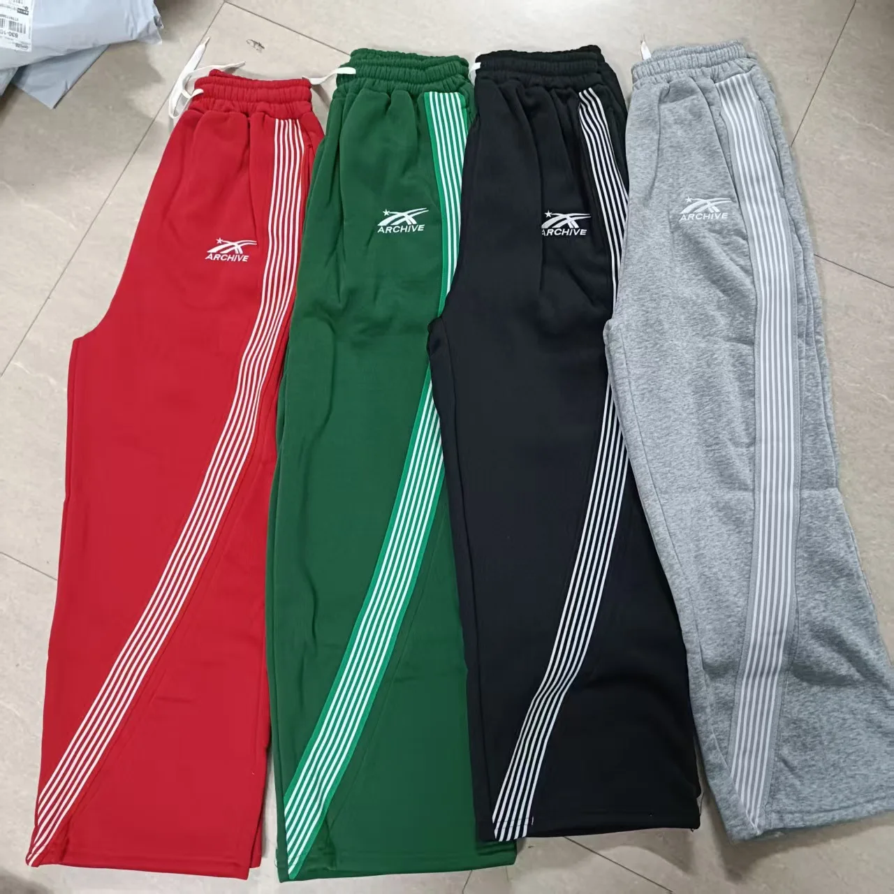 AW Embroidered Gray Slacks With Camouflage Features For Men's Women's Advanced Jogging Drawstring Sweatpants