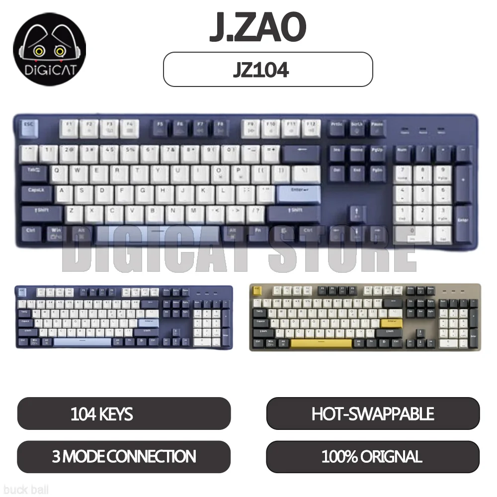 

JZ104 Mechanical Gamer Keyboard 104 Key 3 Mode 2.4G/USB/Bluetooth Wireless Keyboard PBT Hotswap RGB Backlit Gaming Keyboad Gifts