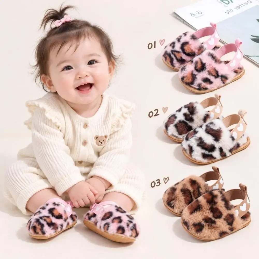 High Quality Leopard Baby Slippers Soft Sole Non-slip Sole Infant Crib Shoes Toddler First Walkers For Infant