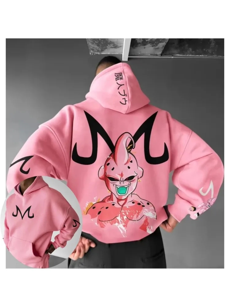 Męska bluza z kapturem Dragon Ball Majin Buu, japońskie anime, wiosna-jesień, chłopięca, dziecięca, z długim rękawem, strój dla rodziców i dzieci. — 2