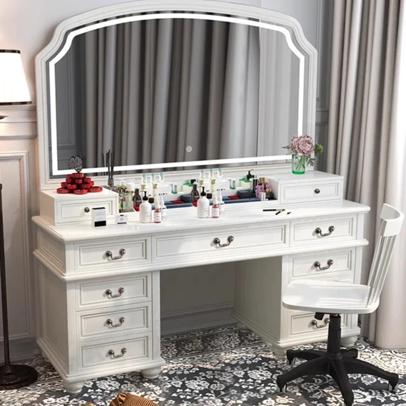 

Throne White Mirror Vanity Table Living Rooms Luxury Salon Drawers Dresser Living Room Beauty Compact Vestidores Home Furniture