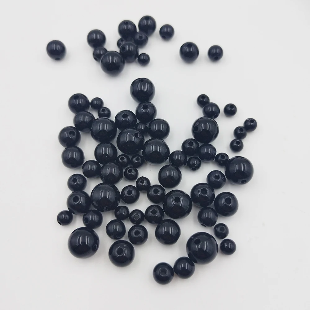 10/20PCS Acrylic Round Beads Black Loose Beads DIY Handmade Jewelry Making Bracelet Necklace Earrings Key Chain Jewelry Accessor