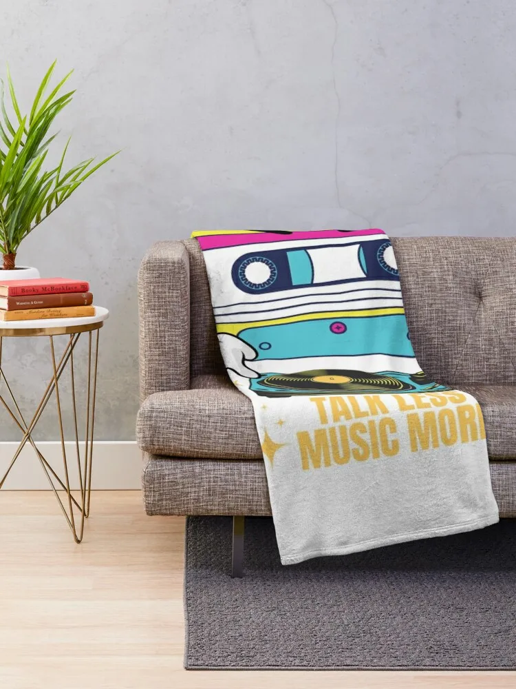 Talk less music more Throw Blanket funny gift Cute Blankets