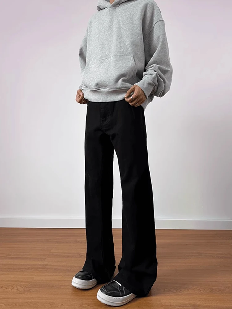 

High Waist Bootcut Men's Jeans Bla Distred Straight Fit Cotton Polyester Blend Wear Resistant Long Pants Youth Faion