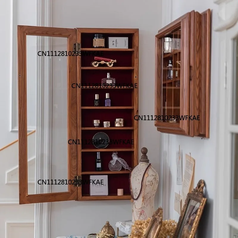 Vintage Storage Box Nordic Solid Wood Wall Storage Holders Desktop Luxury Aesthetic Display Cabinet Bedroom Decorations