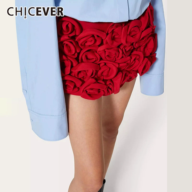 

CHICEVER Patchwork Appliques Shorts For Women High Waist Spliced Zippper Folds Slimming Solid Temperament Summer Pant Female New