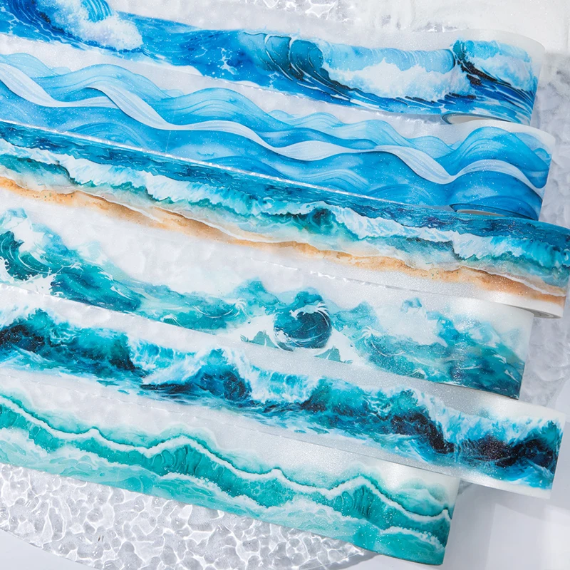 6 styles 40mm*200cm The waves one by one series Ocean wave theme sticker Scrapbooking Material Diary Album Junk Journal Supplies
