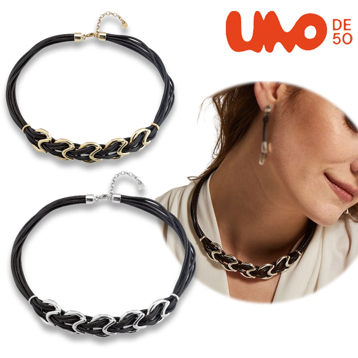 

UNODE50 necklace Personalized, high-end temperament, collarbone chain, fashionable and versatile cowhide rope