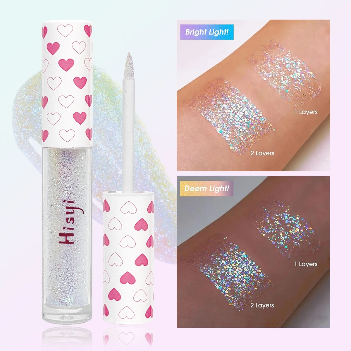 Evidenzia ombretto liquido perlato, illumina, impermeabile, durevole, ombretto liquido monocromatico scintillante