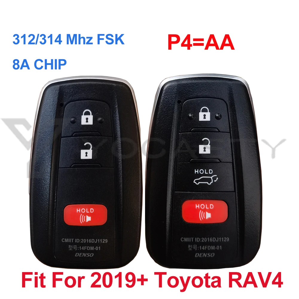 

YOCASTY For 2018 2019 2020 2021 Toyota RAV4 Smart Key 312/314 MHZ 8A Chip P4=AA For USA Brazil Market 8990H-0R030 HYQ14FBC