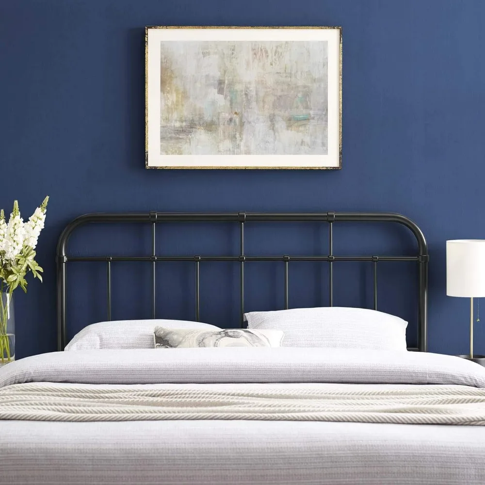 

Modern Farmhouse Metal Full Headboard in Black,Height Adjustable Headboard,54.5"W x 1.5"D x 40.5"H