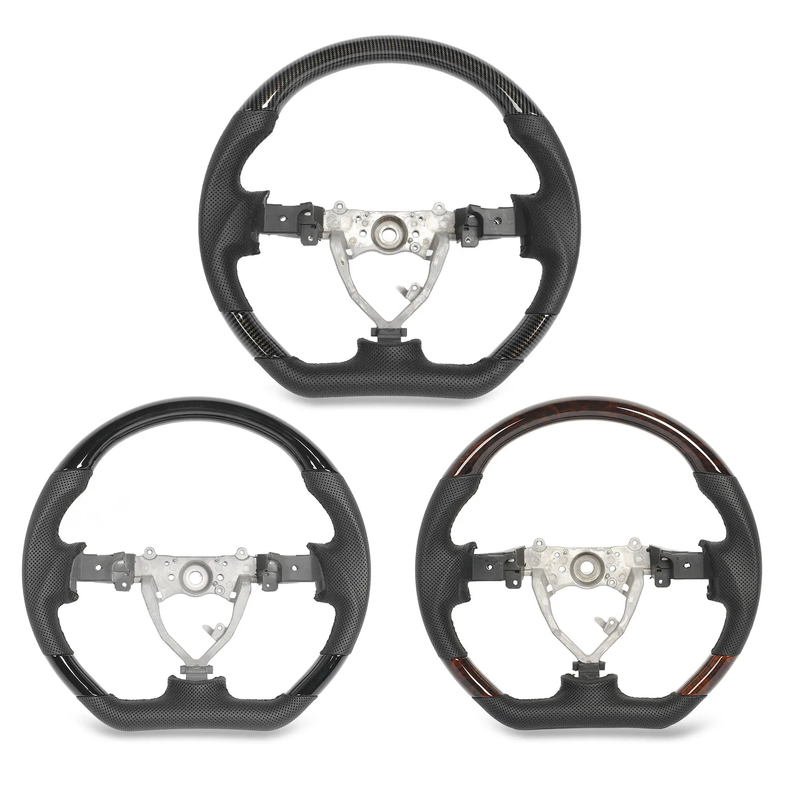 عجلة توجيه سيارة عجلة القيادة المائية تراجع الجلود المثقبة مسطحة القاع خياطة سوداء ل FJ كروزر 2007 إلى 2017