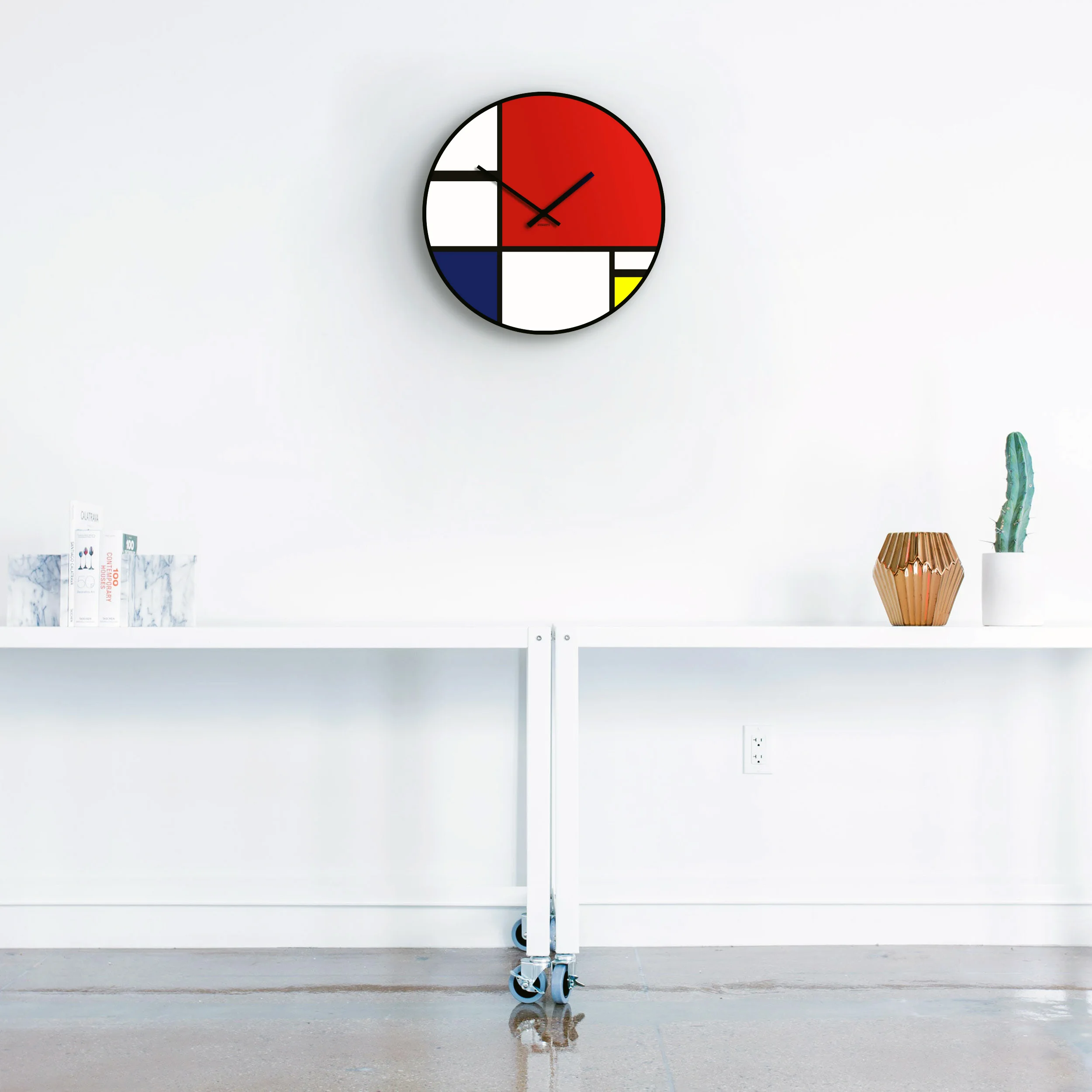 Original wall clock with Mondrian geometric decoration