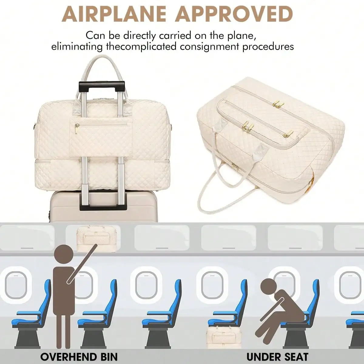 Large Women Travel Duffle Bag - Carry On Overnight Bag Weekend Travel Duffel Tote Bag Yoga Gym Bag With Wet Pocket Toiletry Weekender Overnight Bag For Travel Business Trips Sport , Personal Item Travel Bag With Shoes Compartment