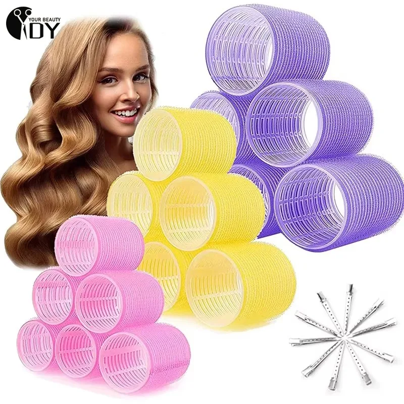 28pcs/set Self-grip Hair Rollers Heatless Hair Curlers No Heat Hair Bangs Volume Self-adhesive Hook Curlers DIY Styling