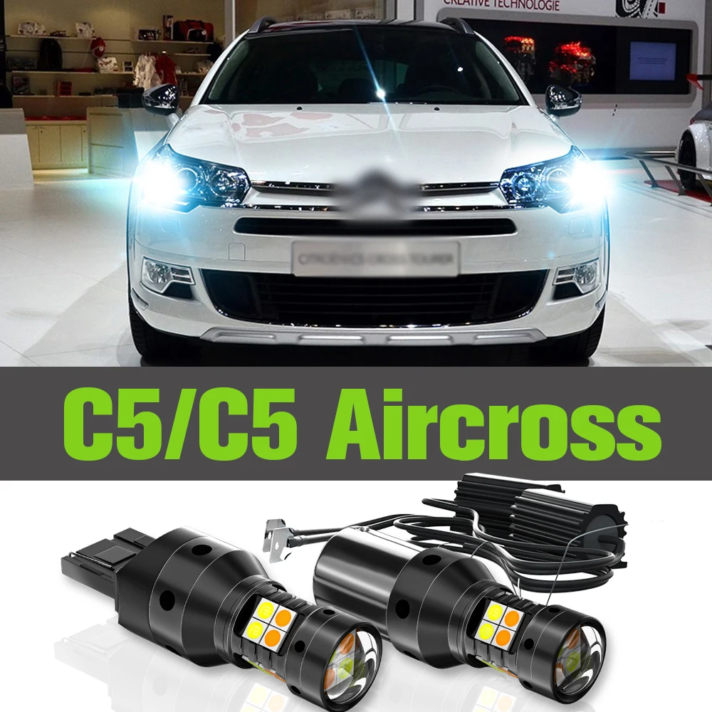 

2x LED Dual Mode Turn Signal+Daytime Running Light DRL Accessories Lamp For Citroen C5 2001-2014 Aircross 2018-2020 2008 2014