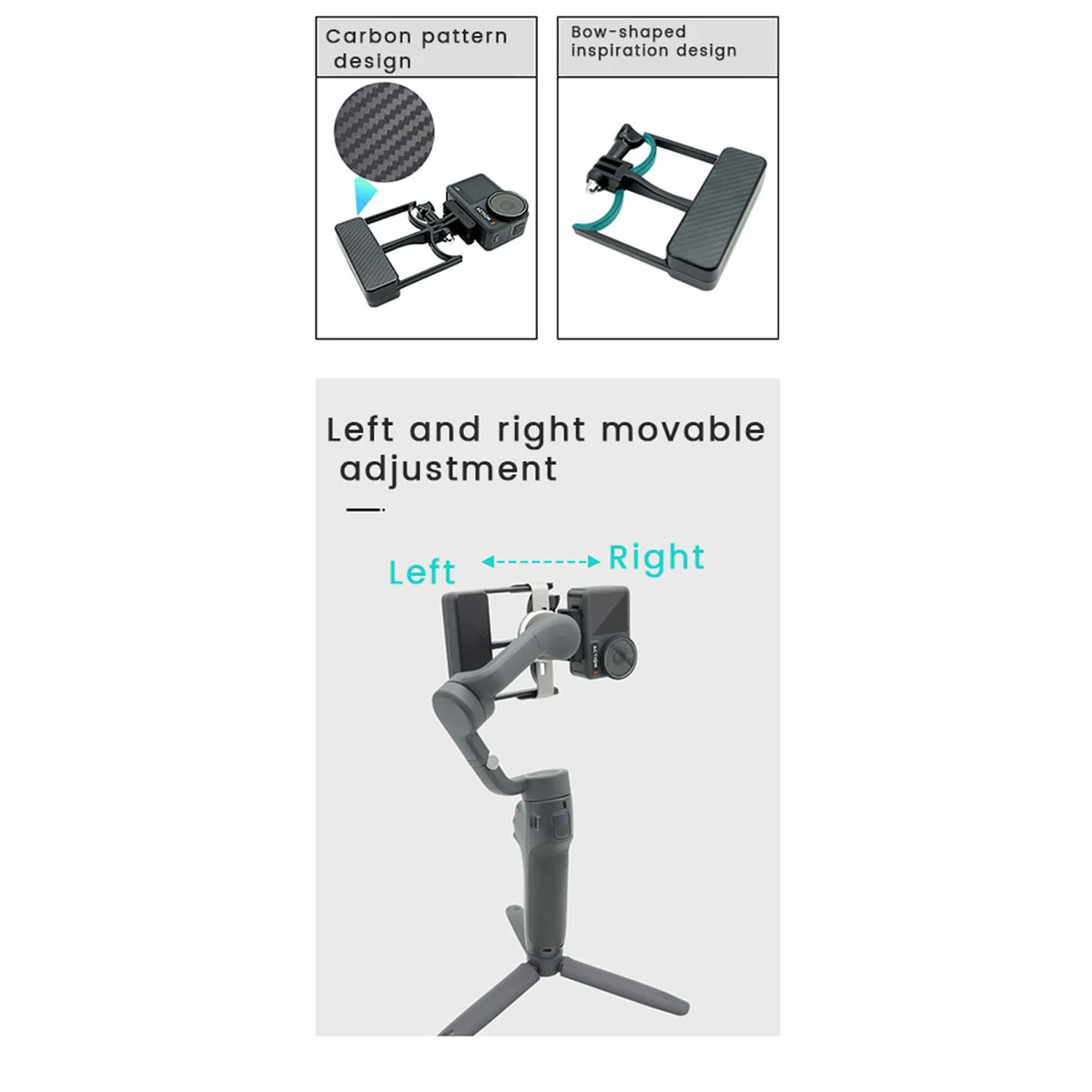 ABJG-Adaptador de cardán de mano, adaptador de montaje de interruptor para cámara móvil 6/5 para 4/3 a acción