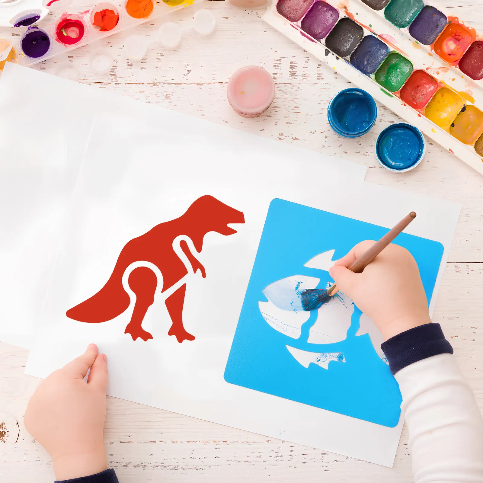 1Set Craft Stencils for Painting Animal Variety Dinosaur Butterfly Reusable Flexible Plastic Templates Wall Journal Scrapbook