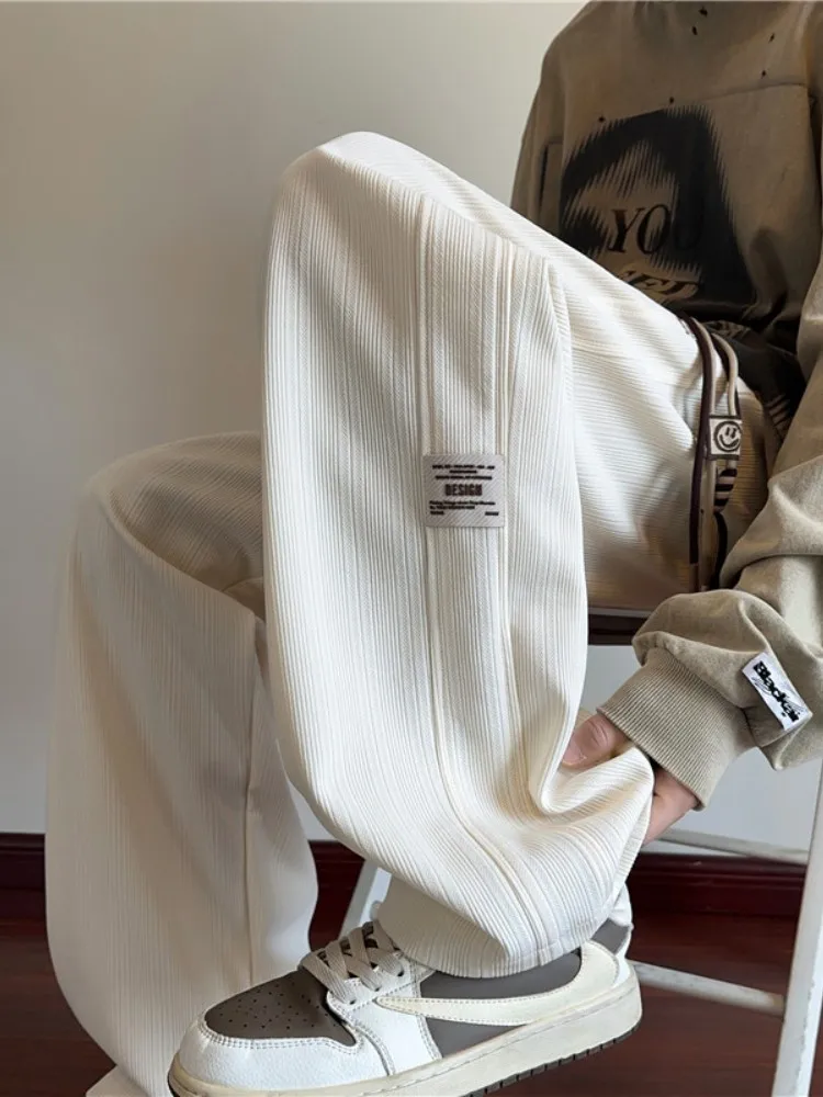 

Мужские повседневные свободные брюки прямого кроя в американском стиле, весенне-осенние утепленные спортивные штаны, молодежные модные широкие брюки