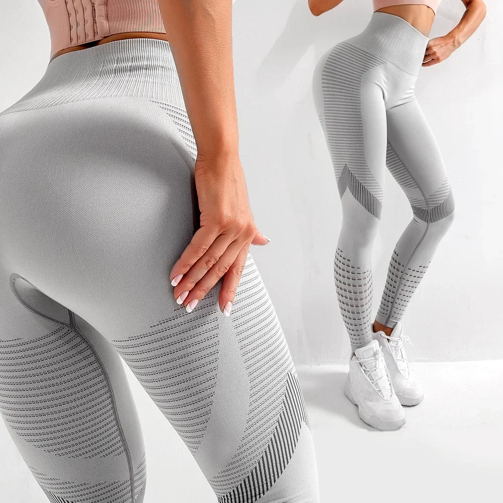 

Women Seamless Fitness Pants Gym Leggings Energy Tights High Waist Sports Pants Workout Running Activewear Hollow Yoga Leggings