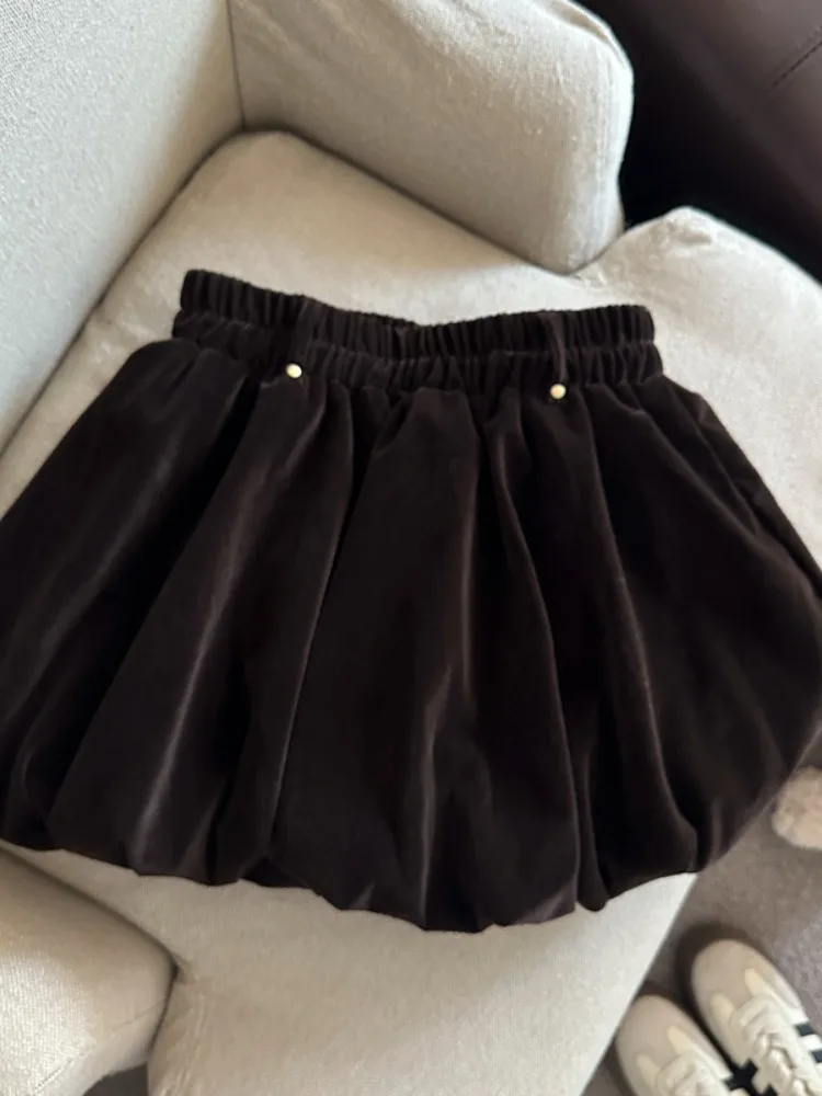 

High Waist Velvet Flower Bud Skirt Women's Autumn Winter Vintage Sweet Spicy Puffy ort Skirt Commute Sle for All Bod...