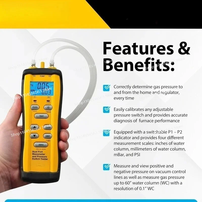 SDMN6 High Precision Pressure Switch Tester Industrial Electrical Testing Tool For HVAC Plumbing Repair
