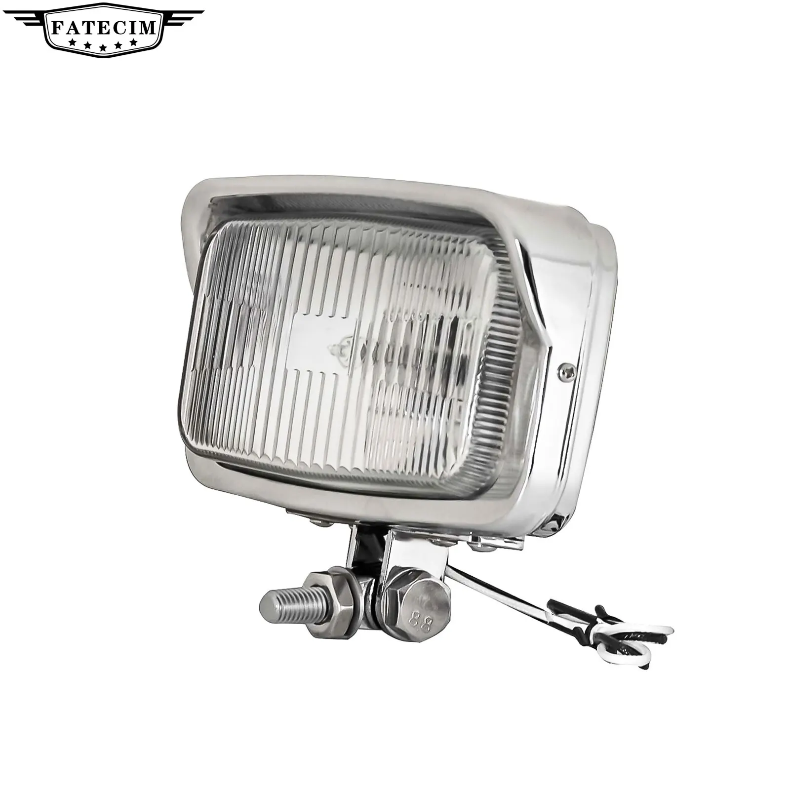 39-2-1-06 Dixie 6v 45W Motorcycle Chrome Headlight Assembly Rectangle Lamp